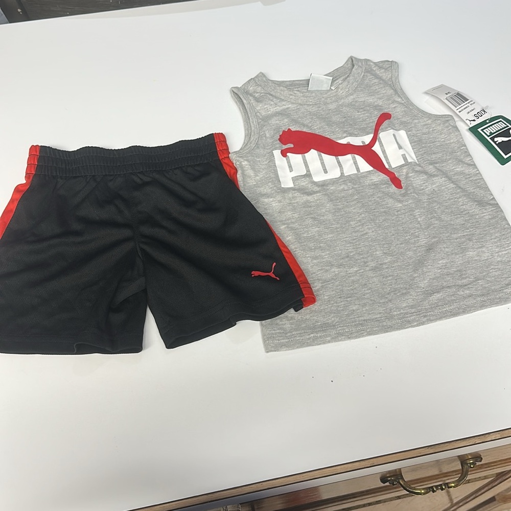 Puma Gray and Black Athletic Shorts Set Baby Boy Size 24 Months NEW - Picture 4 of 11